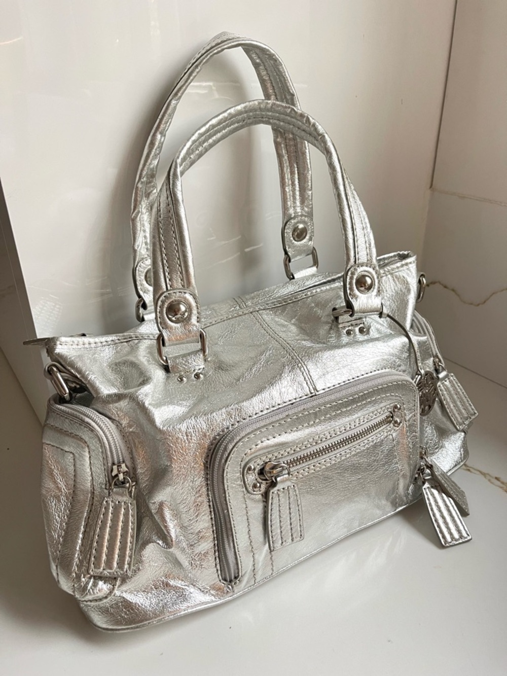 The Sak Metallic Silver Tote Bag